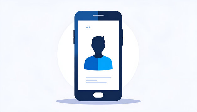 Person user account display on mobile phone for online profile interface design