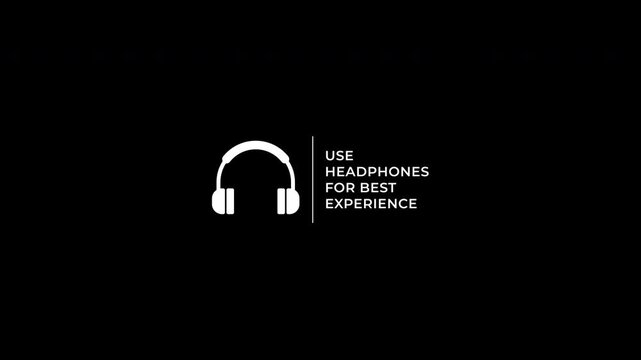 Animated use headphones for best experience on black background. 4K