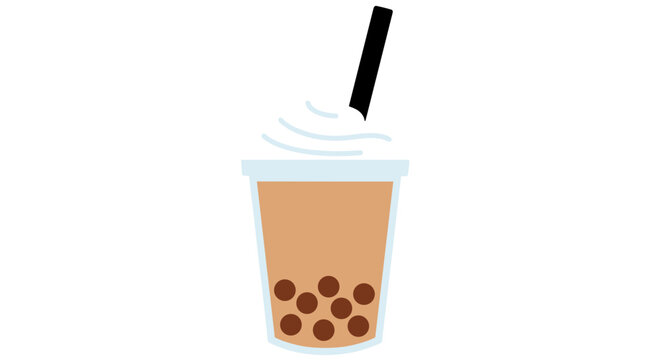 Brown bubble tea with straw.