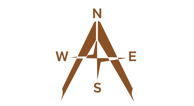 Brown Compass Navigation Symbol.