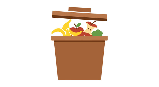 Brown Compost Bin with Fruit.