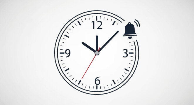 An analog clock with alarm ringing.