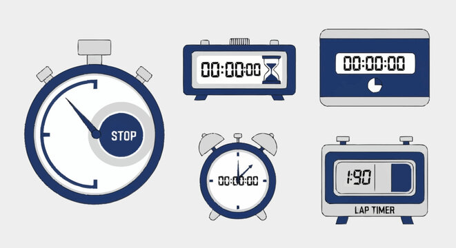 Collection of stopwatch and timer icons.