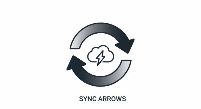Sync arrows icon with cloud and lightning.