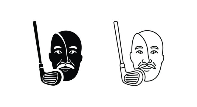 Split face masks smoking cigars black and white Vector