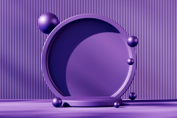Purple 3D Geometric Round Podium Stage