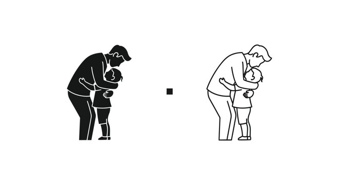 Father and child silhouette evolution family growth Vector