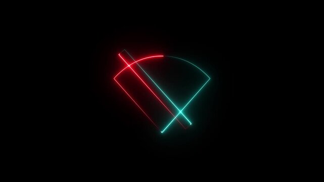 Neon, Glowing, Colorful No internet connection icon animation on black background. No Wi-Fi connection motion. No wi-fi internet error signal 4k video footage.