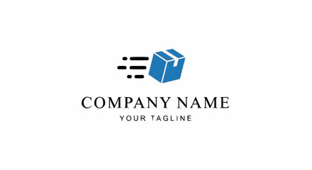 Fototapeta premium Company logo template with blue cube.