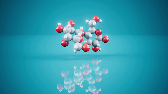 Conceptual 3D illustration of a lactose molecule