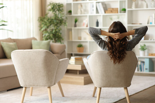 Married woman relaxing at home alone