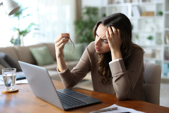 Stressed self employed losing hair working at home