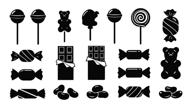 Black and white candy icons