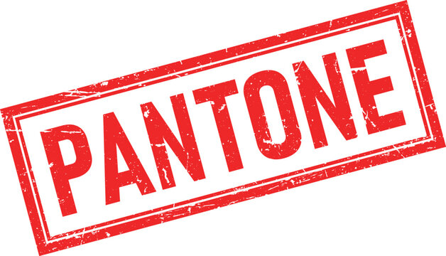 Rectangular Red Ink Stamp of PANTONE in Bold Letters with Grunge Texture