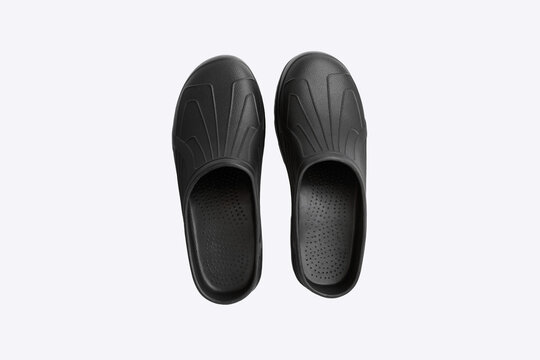 Men's black clogs.