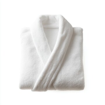 clean folded bathrobe isolated on white luxury hotel concept