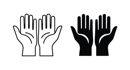 Obraz premium Human palms facing up vector icon set - Minimalist, flat icon, outline, glyph, linear, clipart, sticker - icon set
