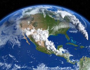 Fototapeta premium A stunning view of North America with clouds