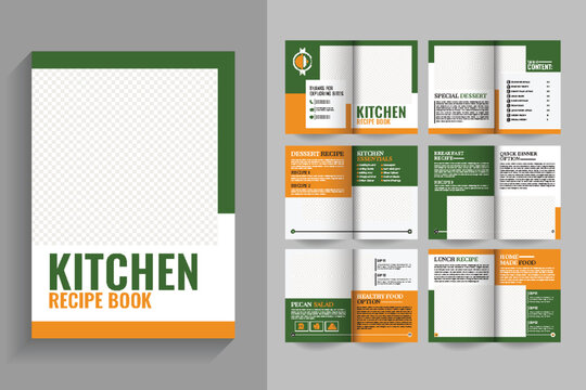 12 page Food and Recipe Magazine Layout, Cookbook Layout Design Recipe book design modern kitchen Booklet simple style design