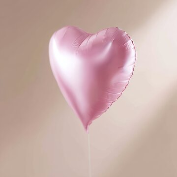 Isolated pink foil heart balloon floating celebration love and romantic decoration concept