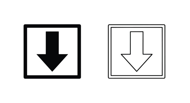 Download arrow box button vector icon set - logo icons vector set. Blue, Black and white icons