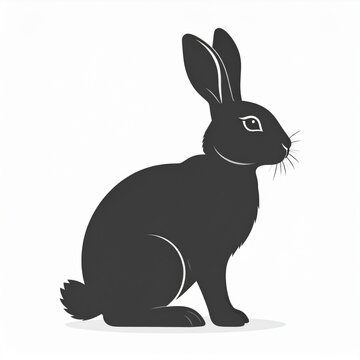 Monochrome Silhouette of a Rabbit Against a Clean White Background