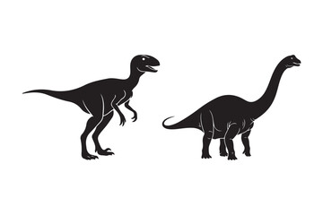 Dinosaur silhouettes vector illustration: raptor and sauropod © Sadek