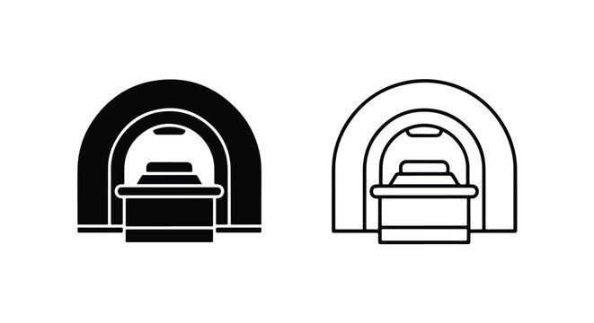 Vector icon of MRI scanner - logo icons vector set. Blue, Black and white icons