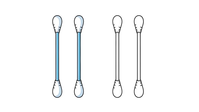 An illustration of four cotton swabs on transparent background