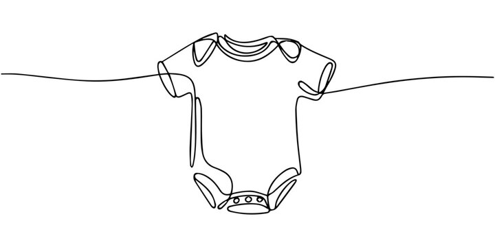 baby onesie continuous one line drawing, Single continuous drawing of baby onesie. Vector editable illustration, Single continuous drawing of baby onesie. Vector editable illustration, baby onesie.