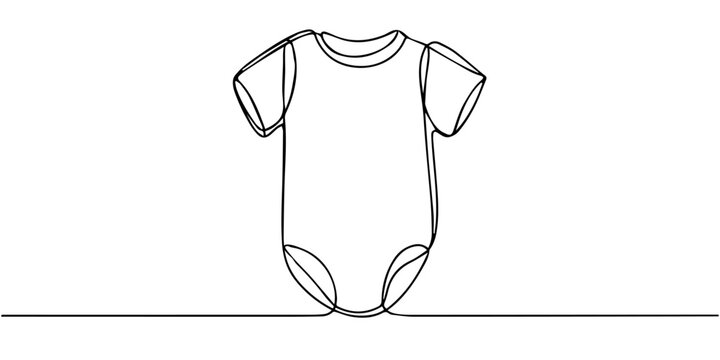 baby onesie continuous one line drawing, Single continuous drawing of baby onesie. Vector editable illustration, Single continuous drawing of baby onesie. Vector editable illustration, baby onesie.
