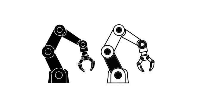 Vector illustration&nbsp;of robotic arm icons set, industrial manipulator vector illustration on a transparent background
