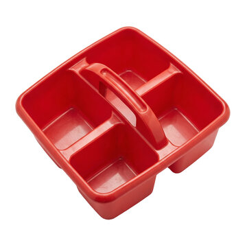 Red plastic school table caddy isolated on transparent background PNG