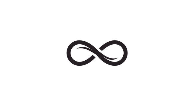 A simple black infinity symbol on a white background, with curved lines
