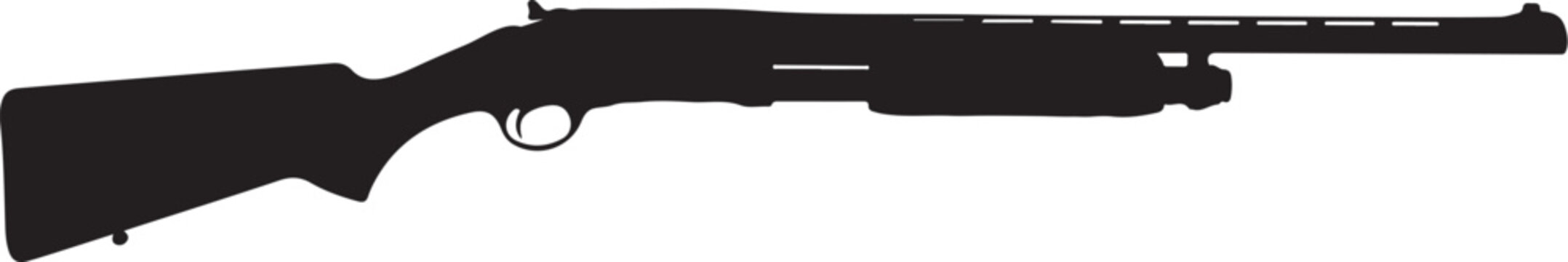 Black shotgun, rifle silhouette, hunting gun, weapon icon