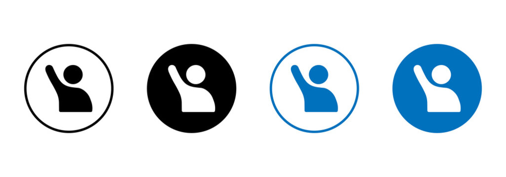 Participation icon set. Raised hand icon symbol. Business, finance, purchasing.