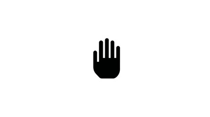 Obraz premium A simple, black hand icon with fingers outstretched, positioned centrally on a blank white canvas