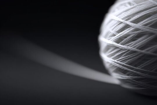 Abstract 3D render of a tangled ball of yarn slowly unraveling into a straight line