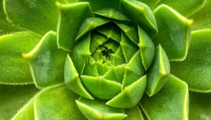 Obraz premium Vibrant Green Succulent Close Up Showing Leaf Texture and Geometric Pattern Beauty.