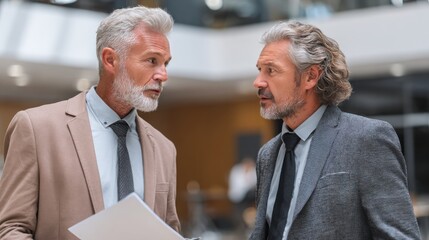 professionals wearing collaborate and talk at a modern office, showing teamwork, communication, and a positive work environment.