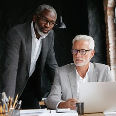 professionals wearing collaborate and talk at a modern office, showing teamwork, communication, and a positive work environment.