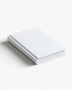 Hardcover book dust jacket mockup, front view, clean white design, professional render