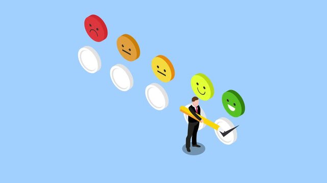 Customer Satisfaction Rating and Business Feedback Survey 3d animation cartoon