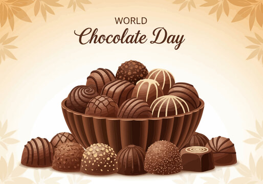 Mouthwatering chocolate truffles in a brown bowl on for world chocolate day