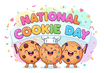Fototapeta premium National cookie day celebration with happy cookies