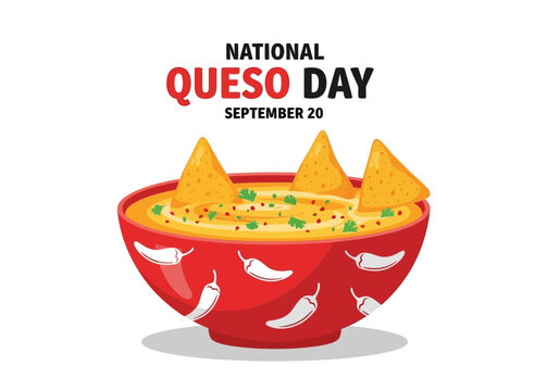 National queso day celebration with red bowl and chips