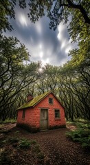 Fototapeta premium Rustic Cabin in the Lush Forest.