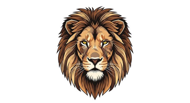 A majestic lion's face with a shaggy mane and intense gaze