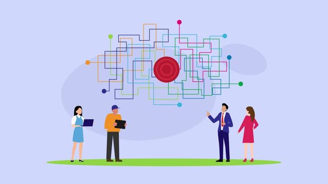 Business Team Collaborating to Solve Complex Problems and Find Strategy cartoon animation