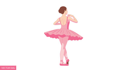 Ballerina in pink tutu dancing gracefully, elegant ballet pose, isolated on white © nongko